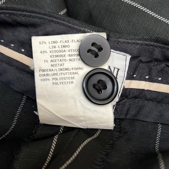 Armani Collezioni Pinstriped Linen Blend wide leg pants in black - Picture 14 of 14